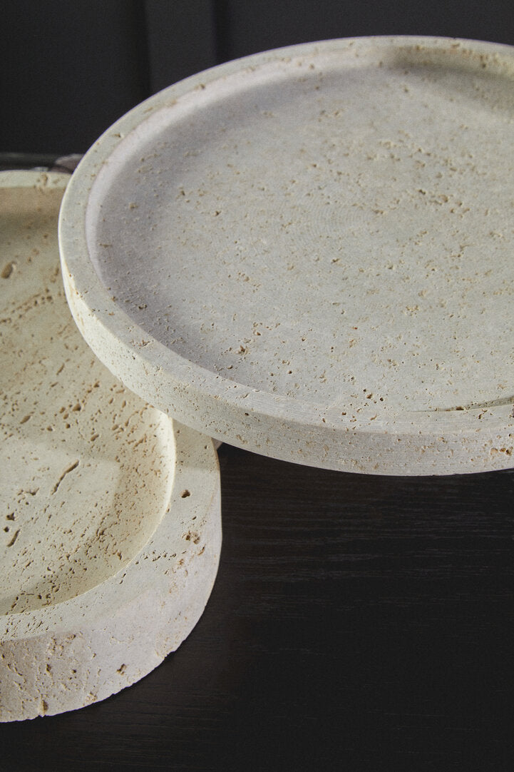 Tibor Travertine Irregular Tray - Lifestyle