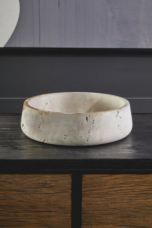 Tibor Travertine Bowl - Lifestyle