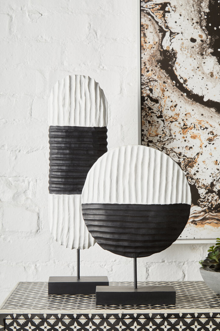 Fidel Black and White Mango Wood Oblong Sculpture - Lifestyle