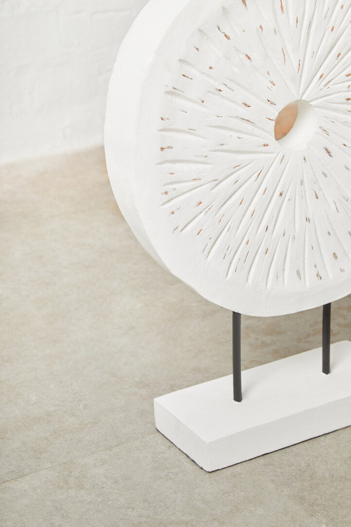 Fidel Small Distressed White Mango Wood Sculpture - Lifestyle