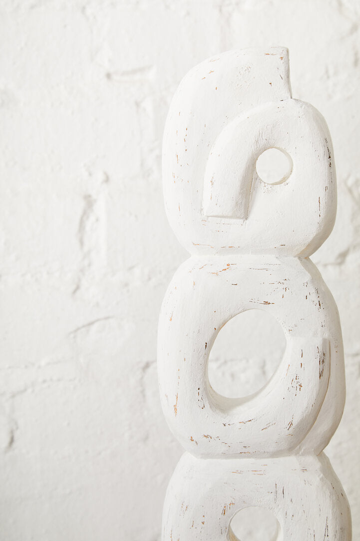 Fidel Rustic White Mango Wood Ring Sculpture - Lifestyle