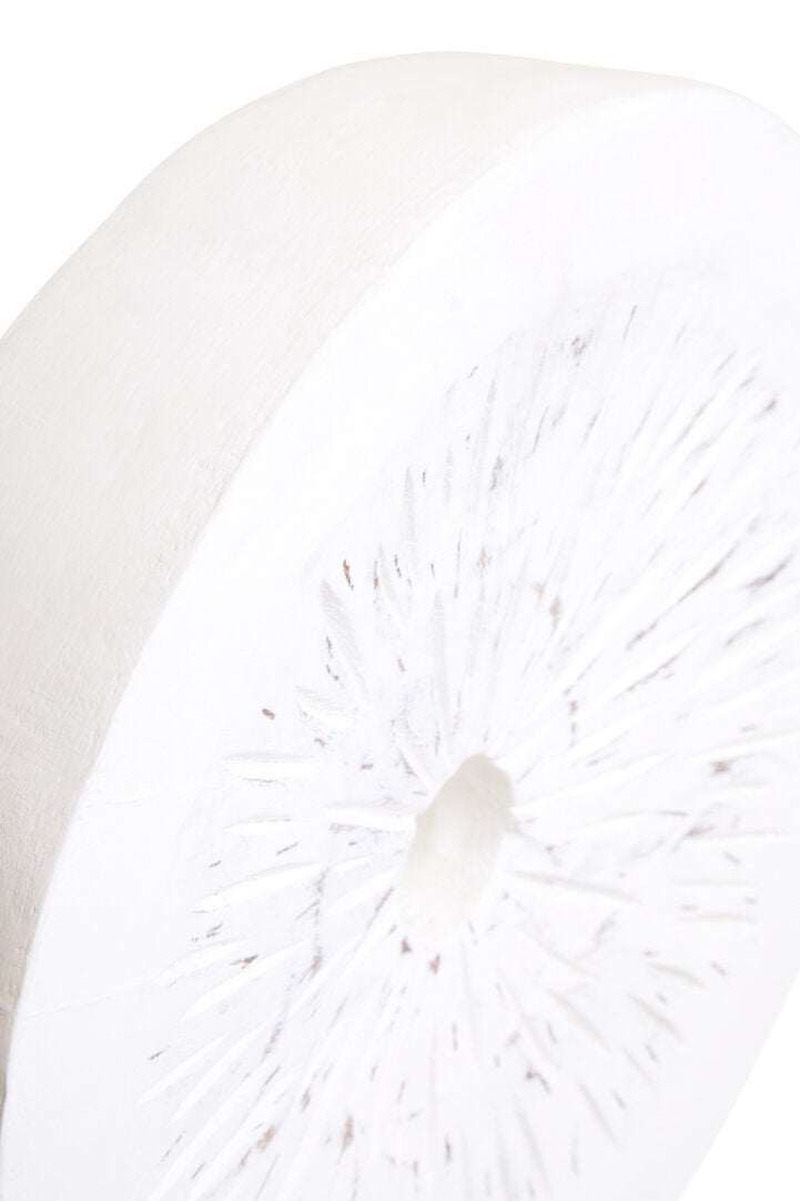 Fidel Small Distressed White Mango Wood Sculpture - Macro