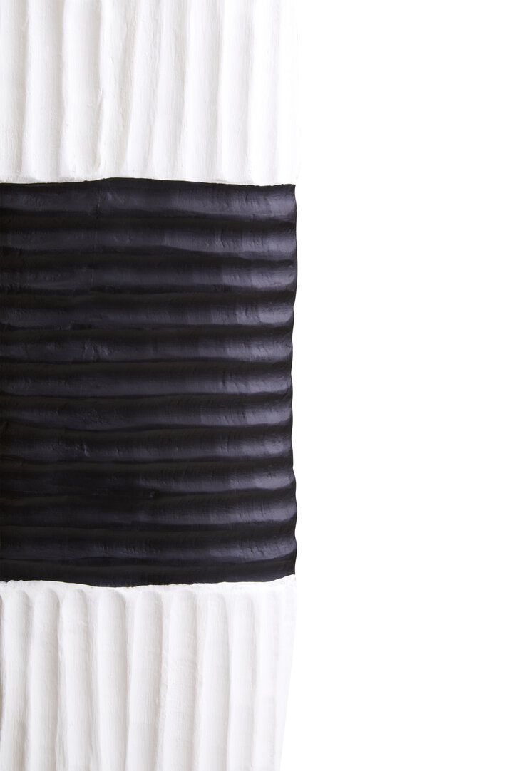 Fidel Black and White Mango Wood Oblong Sculpture - Macro