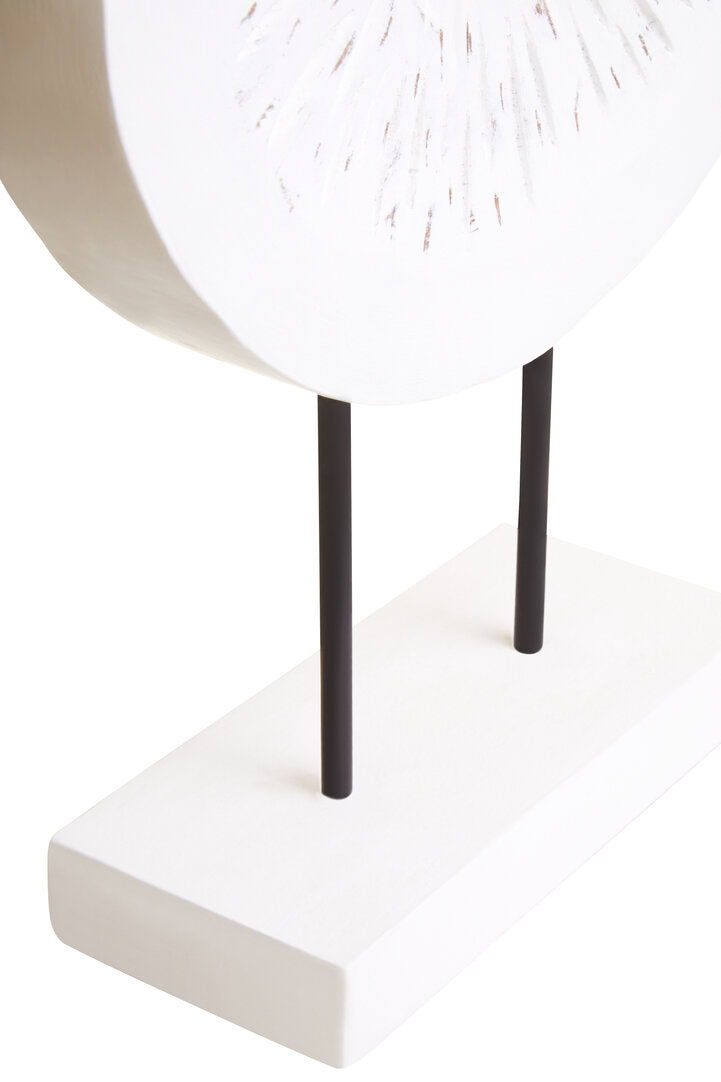 Fidel Small Distressed White Mango Wood Sculpture - Macro