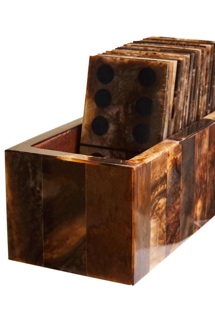 Churchill Games Brown and Black Finish Domino Set - Macro