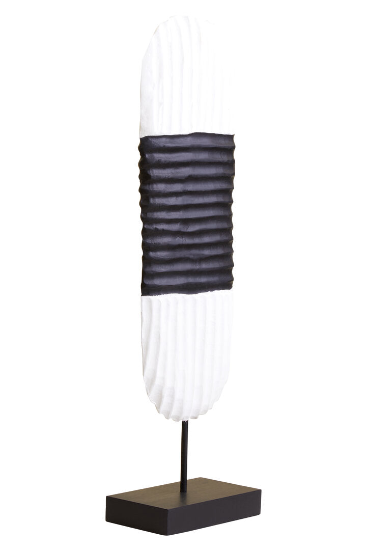 Fidel Black and White Mango Wood Oblong Sculpture - Additional