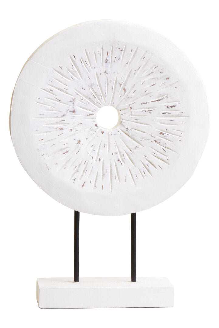 Fidel Small Distressed White Mango Wood Sculpture - Main