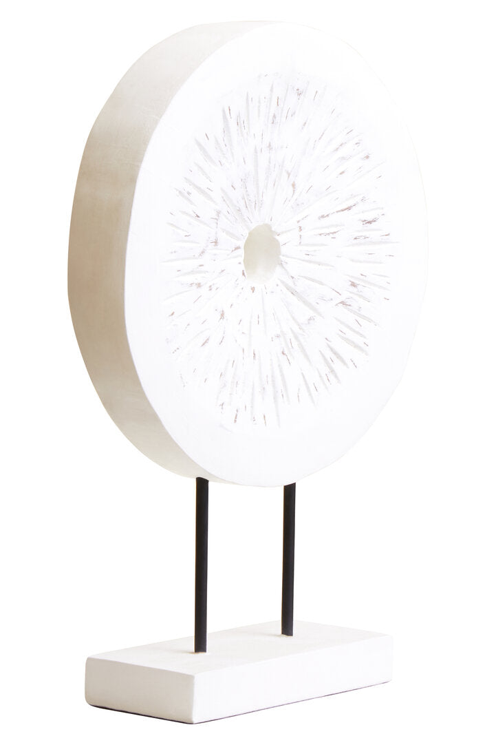 Fidel Small Distressed White Mango Wood Sculpture - Additional