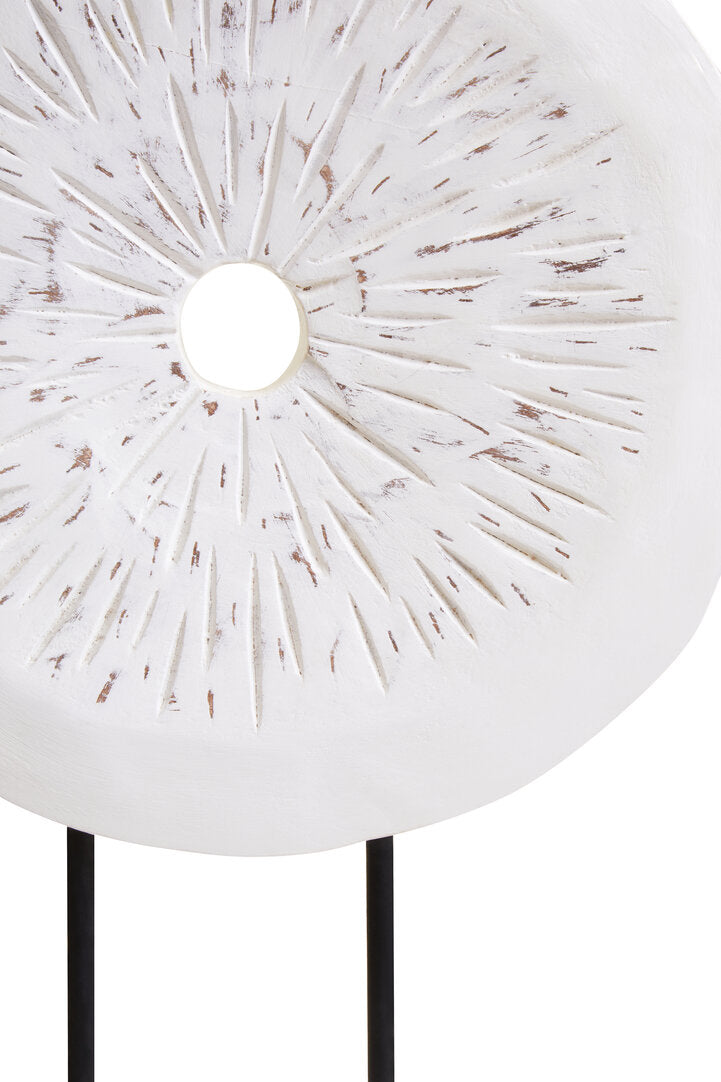 Fidel Small Distressed White Mango Wood Sculpture - Macro