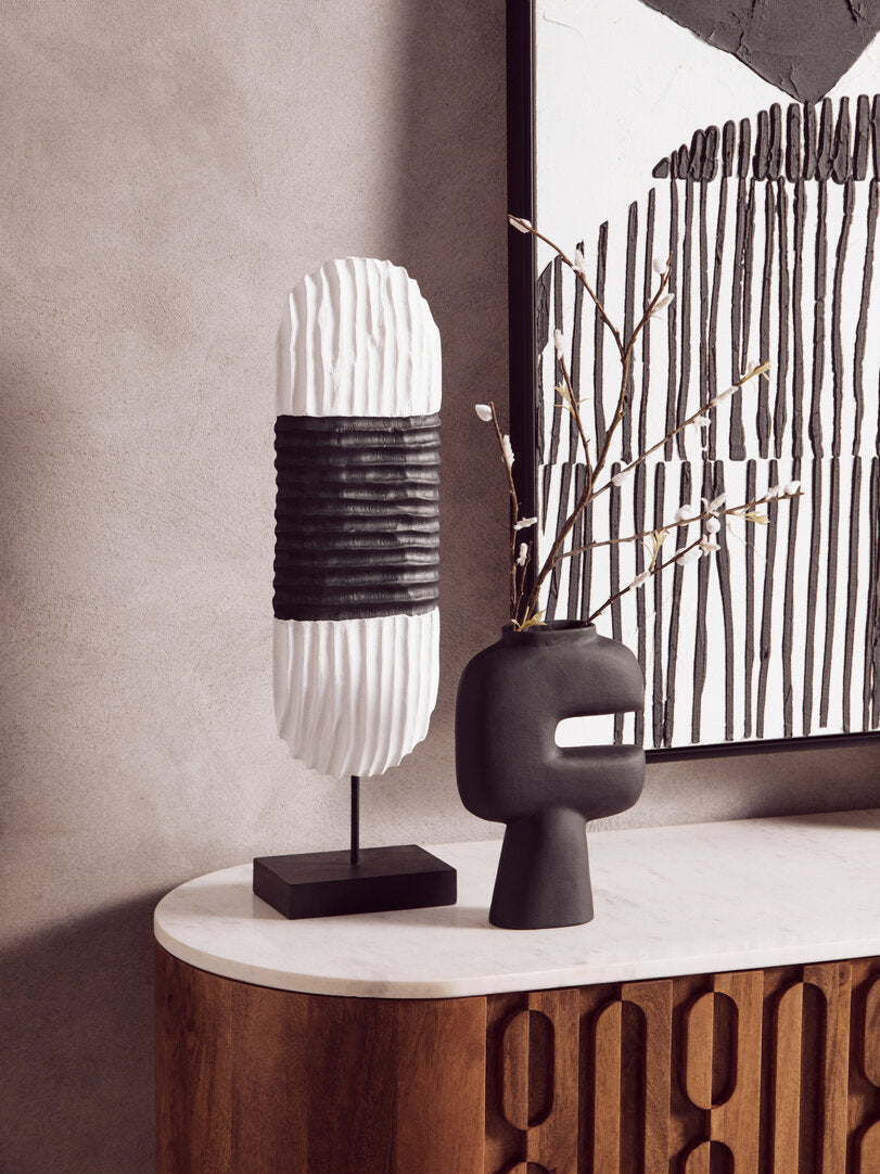 Fidel Black and White Mango Wood Oblong Sculpture - Lifestyle