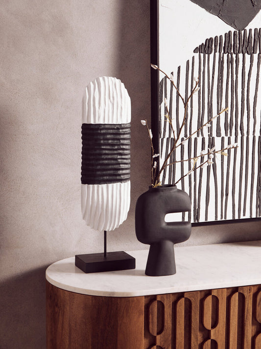Fidel Black and White Mango Wood Oblong Sculpture - Lifestyle