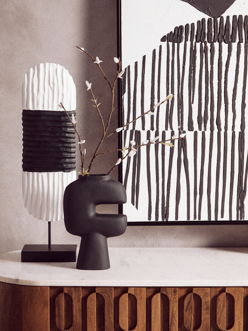 Fidel Black and White Mango Wood Oblong Sculpture - Lifestyle