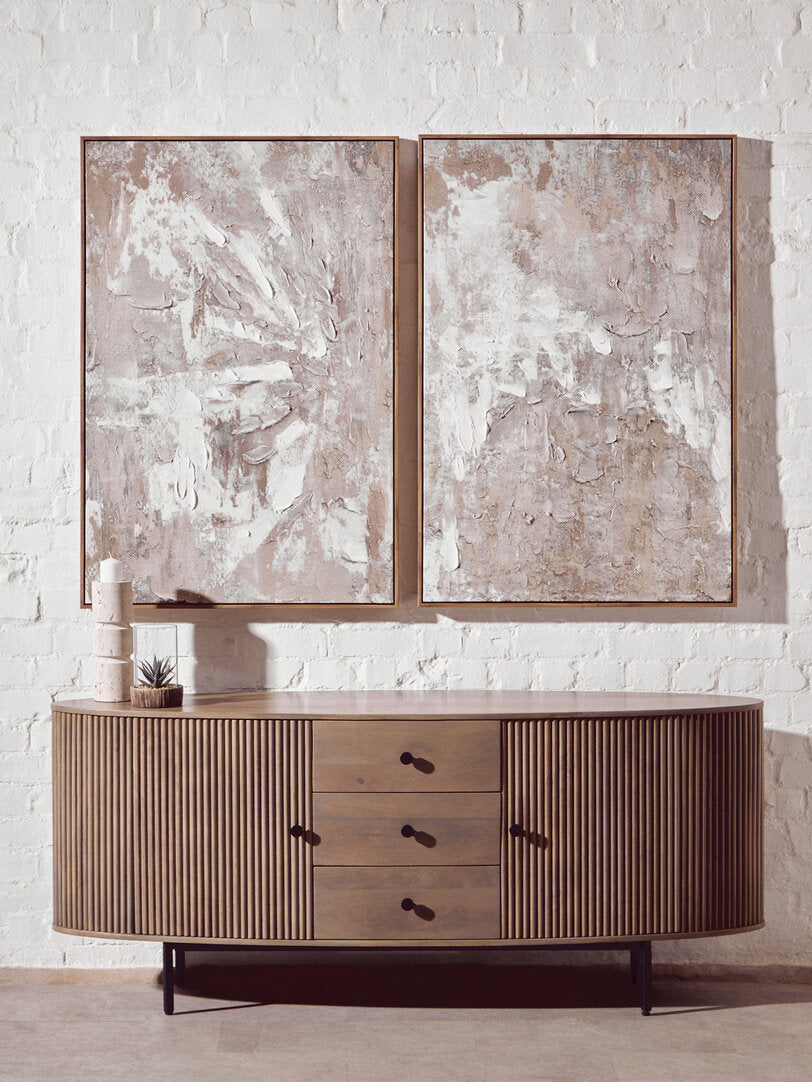 Astratto Set of 2 Neutral Hued Textured Wall Art - Lifestyle