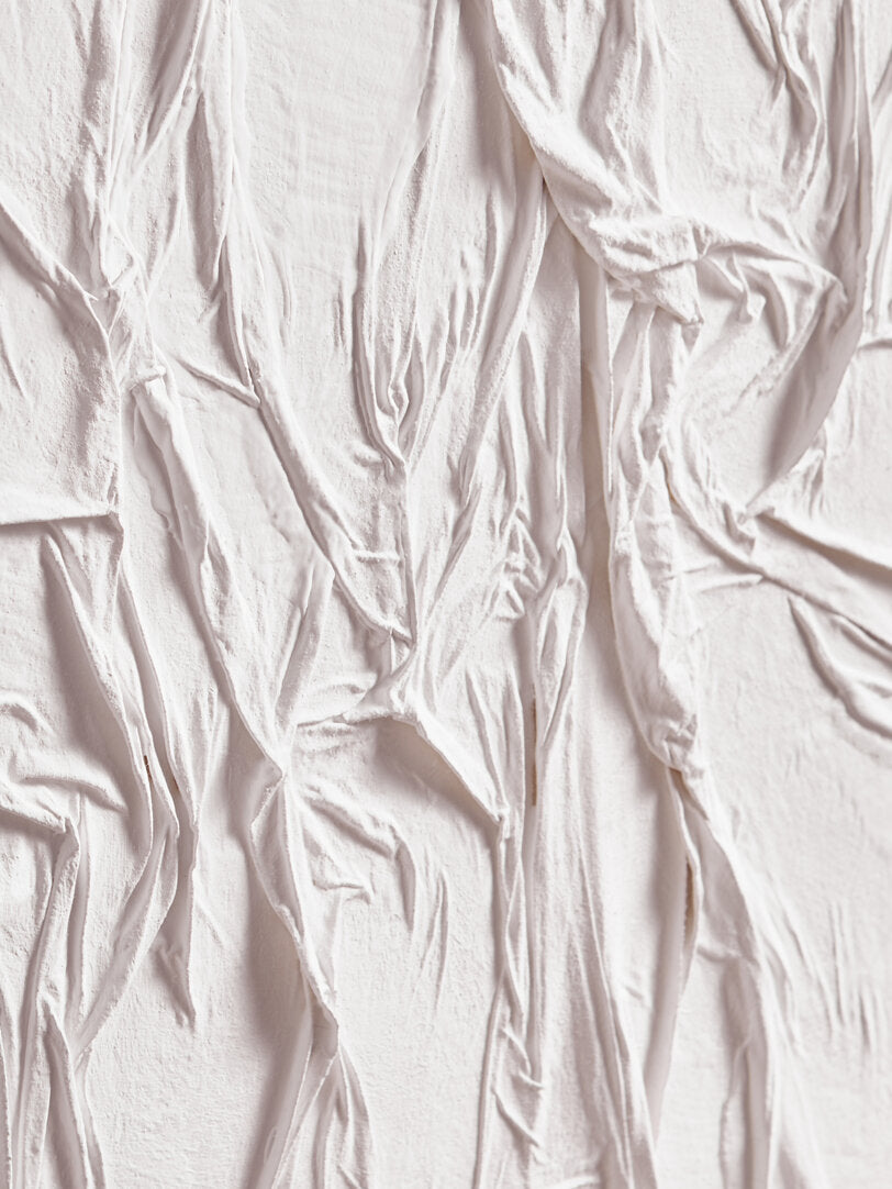 Astratto White Hand Painted Sculptural Fabric Wall Art - Lifestyle