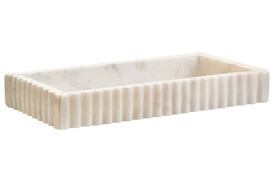 Savio Rectangular White Fluted Marble Tray - Additional