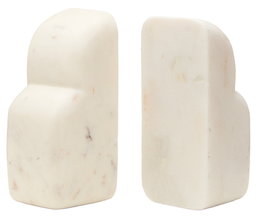 Savio White Marble Set Of Two Bookends - Additional