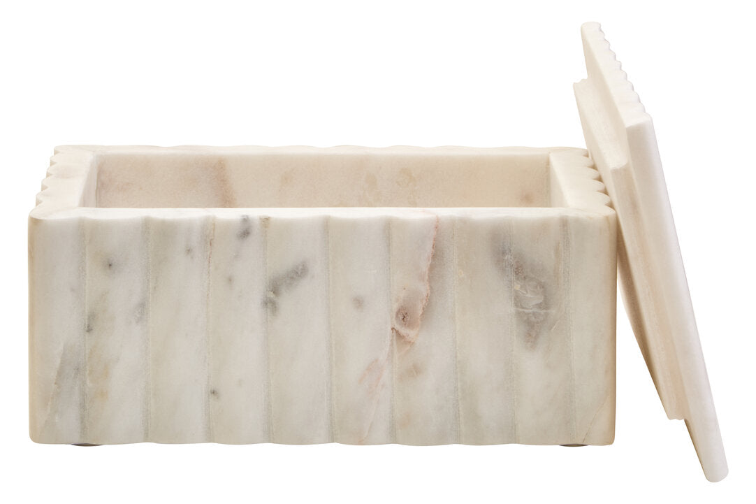 Savio Rectangular White Fluted Marble Box - Additional