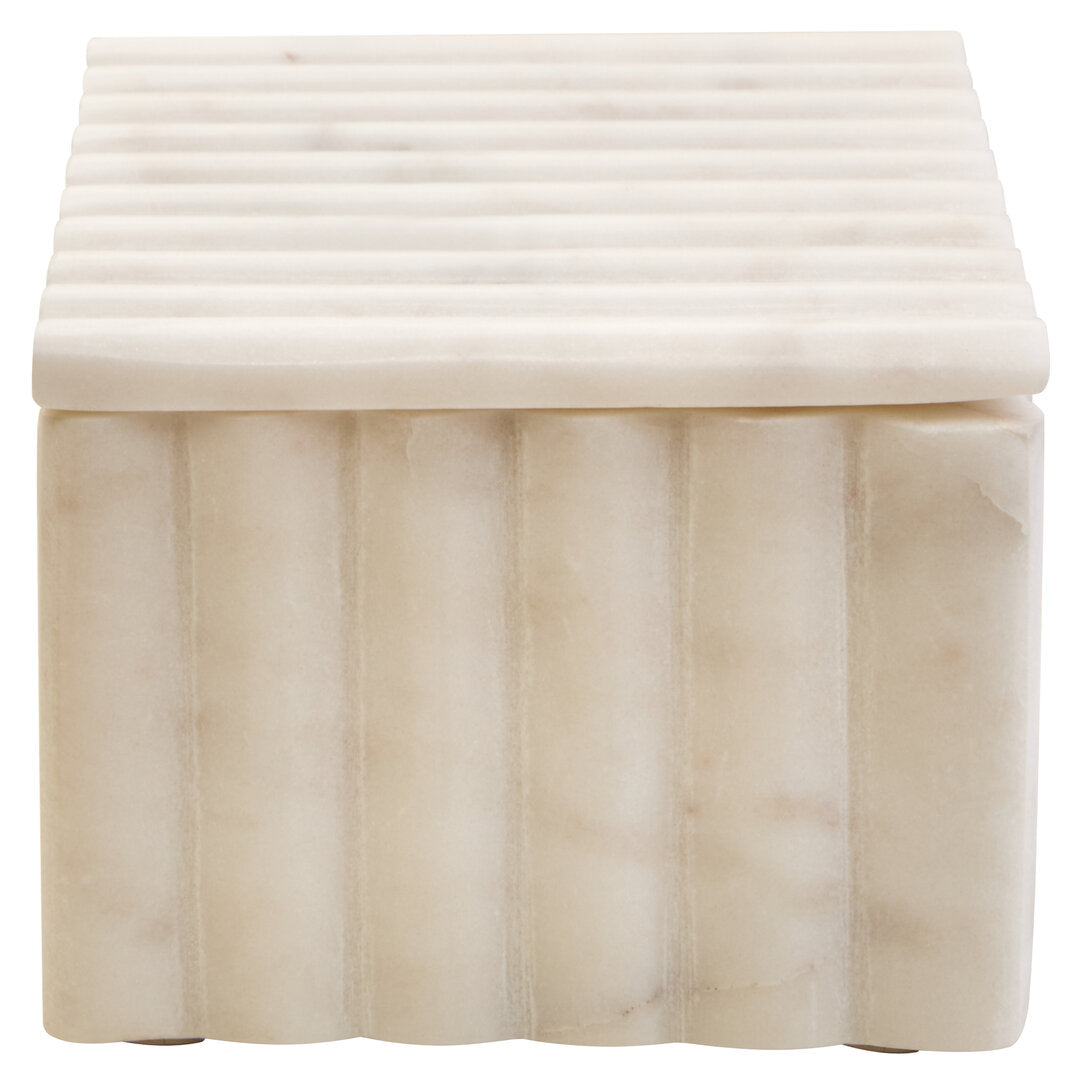 Savio Rectangular White Fluted Marble Box - Additional