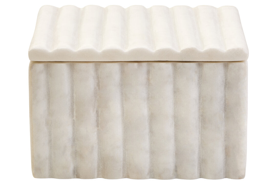 Savio Square White Fluted Marble Box - Main