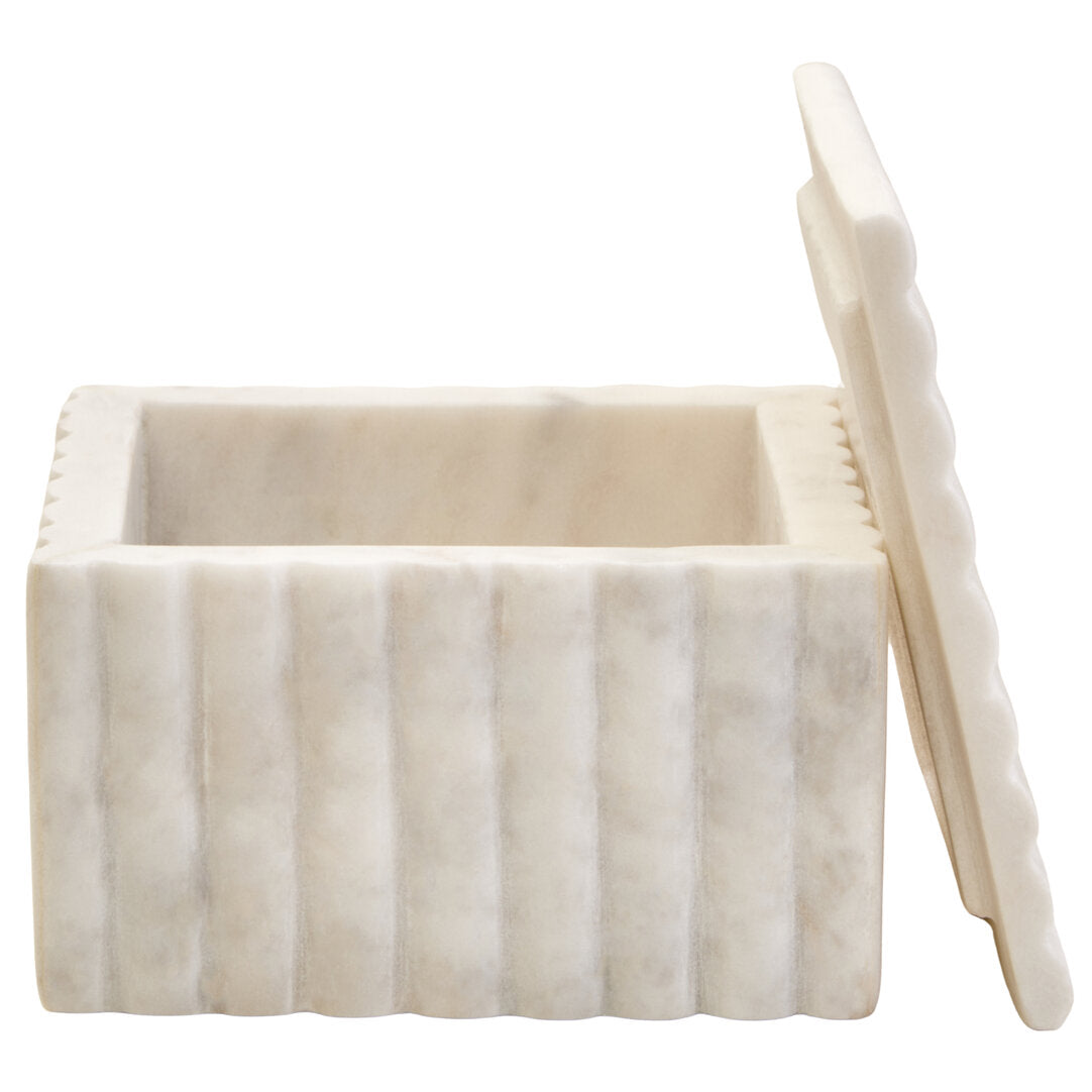 Savio Square White Fluted Marble Box - Additional