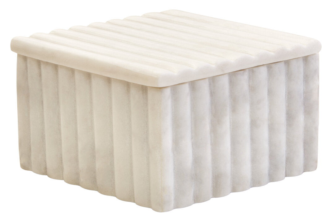 Savio Square White Fluted Marble Box - Additional
