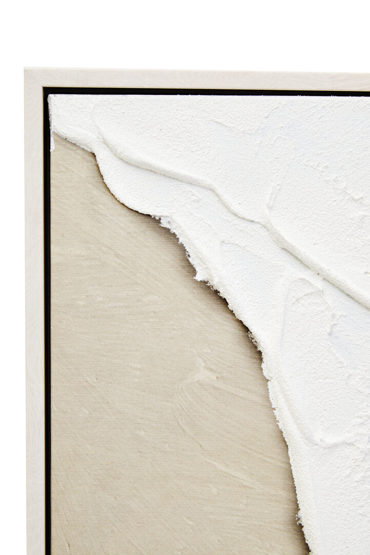 Astratto Canvas Natural and White Textured Plaster Wall Art - Macro