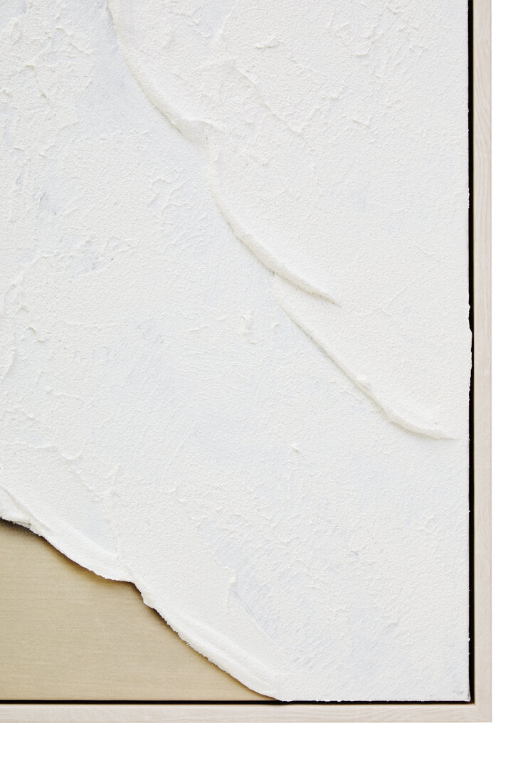 Astratto Canvas Natural and White Textured Plaster Wall Art - Macro