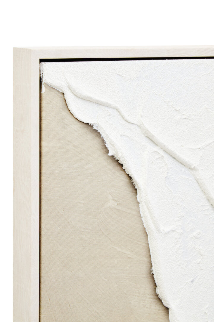 Astratto Canvas Natural and White Textured Plaster Wall Art - Macro