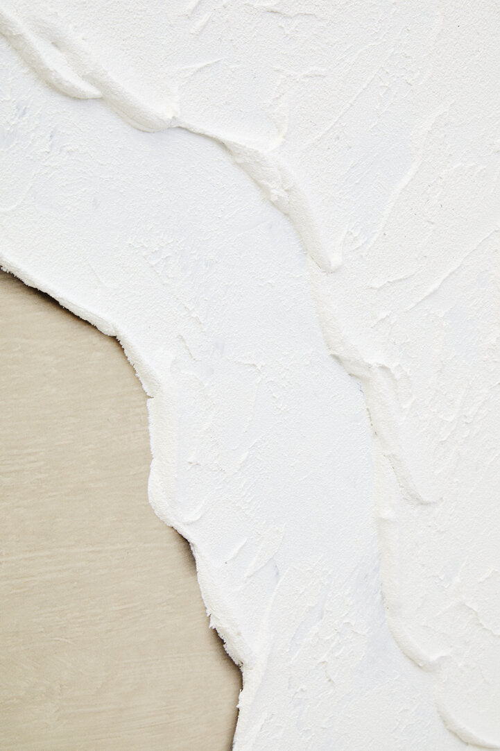 Astratto Canvas Natural and White Textured Plaster Wall Art - Macro