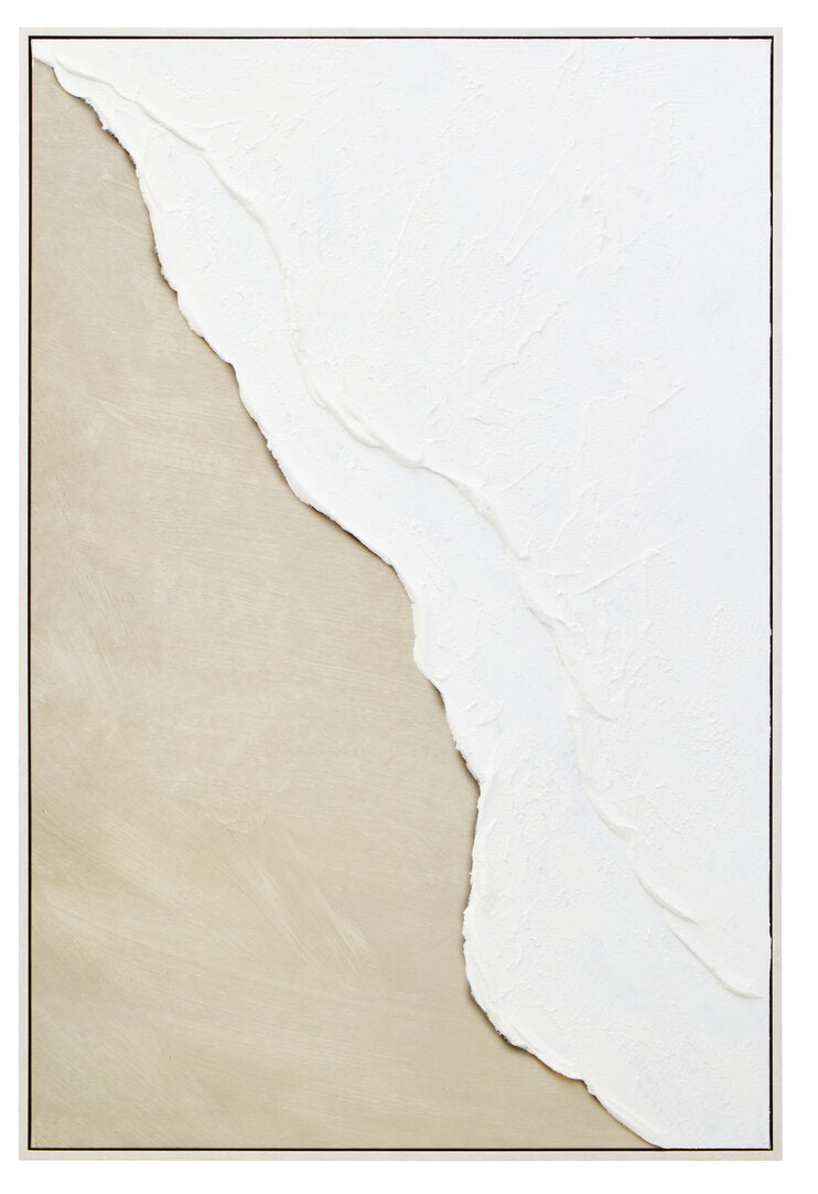 Astratto Canvas Natural and White Textured Plaster Wall Art