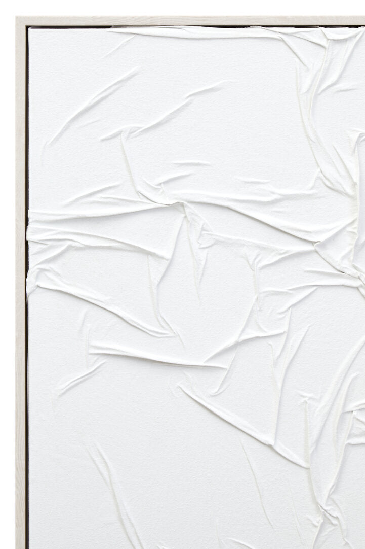 Astratto White Hand Painted Sculptural Fabric Wall Art - Macro