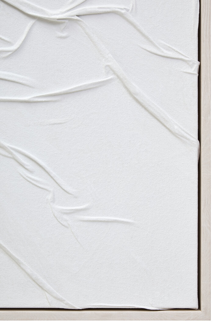 Astratto White Hand Painted Sculptural Fabric Wall Art - Macro