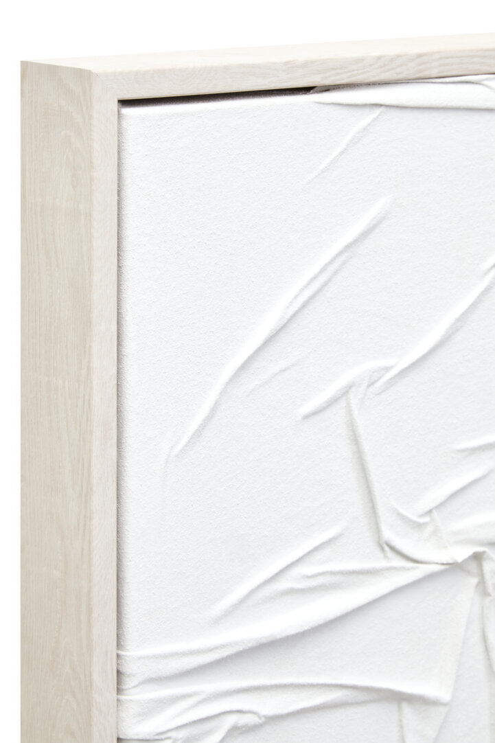 Astratto White Hand Painted Sculptural Fabric Wall Art - Macro