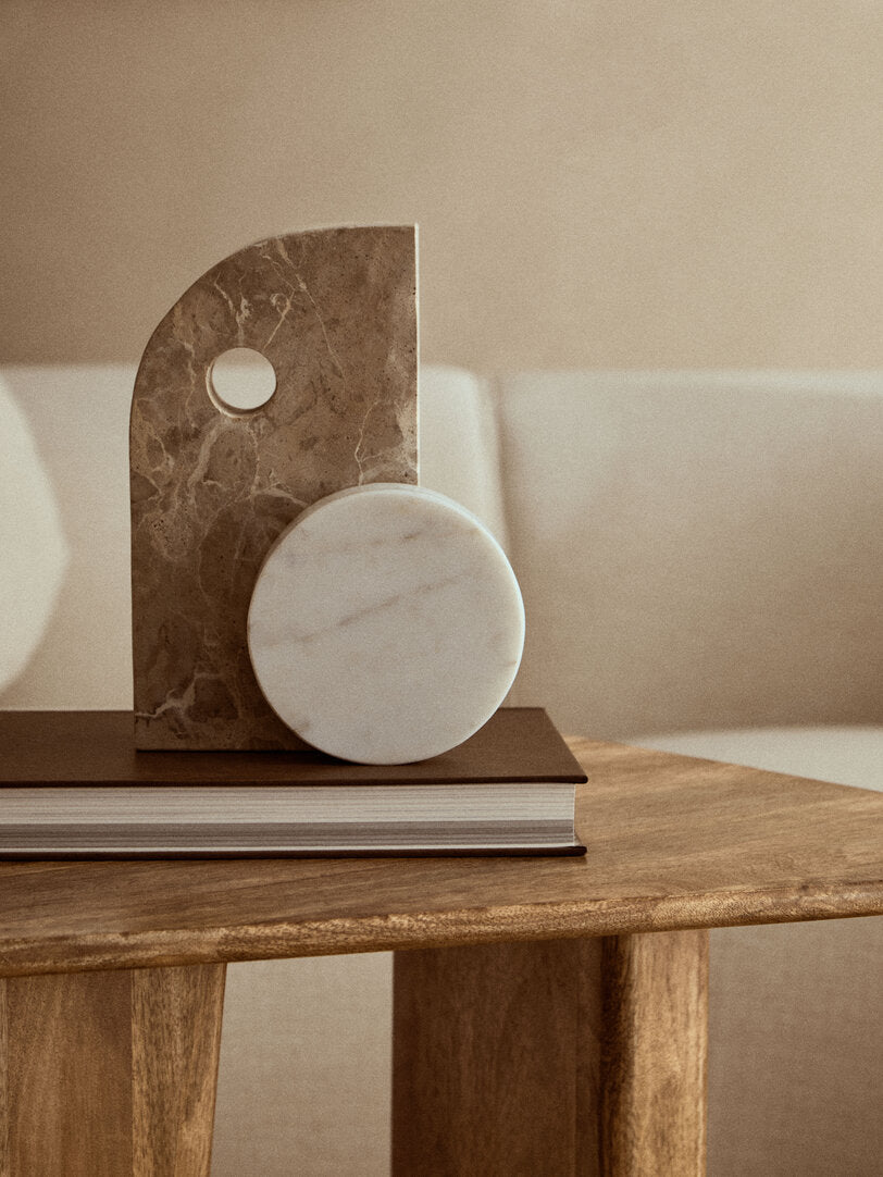 Santino Chocolate and White Marble Sculpture - Lifestyle