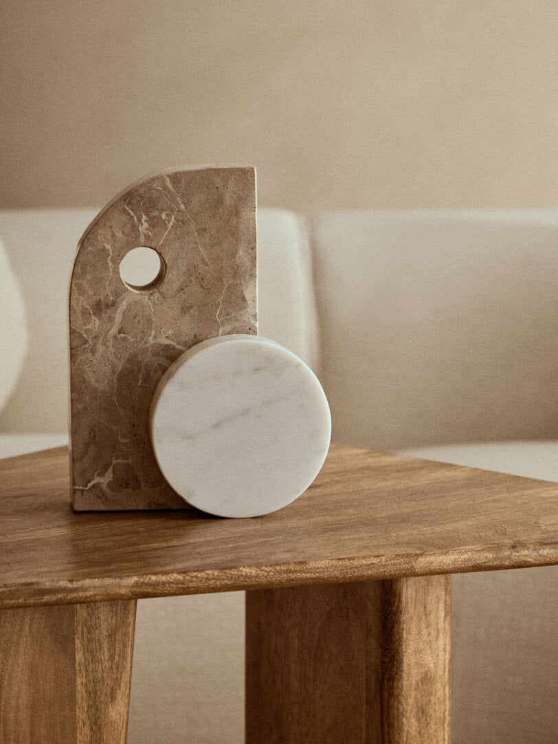 Santino Chocolate and White Marble Sculpture - Lifestyle