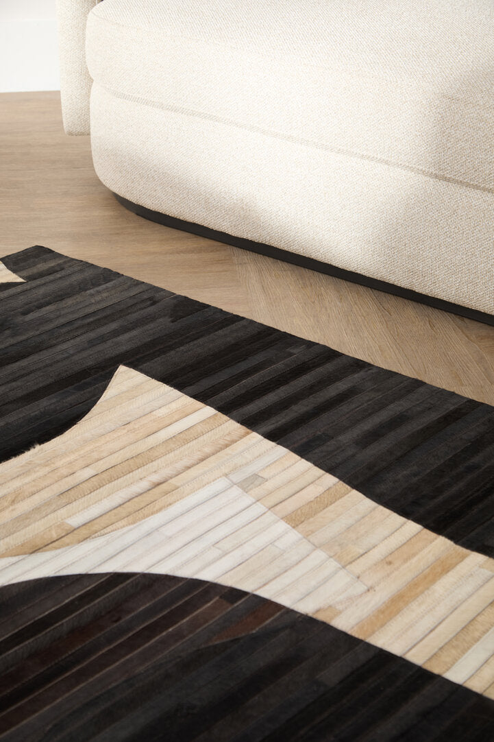 Bosie Safira Small Abstract Hair On Leather Rug - Lifestyle