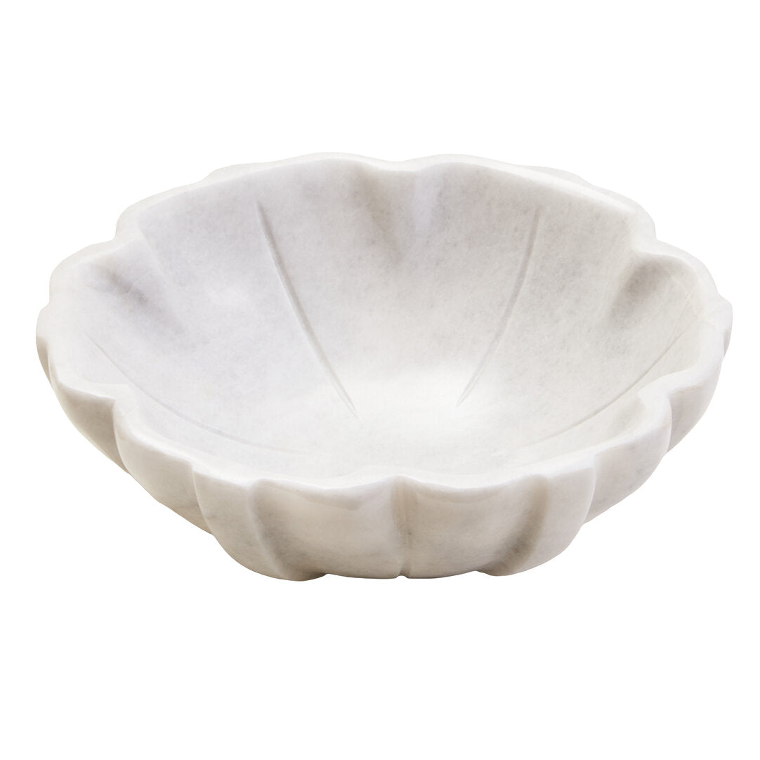 Zoro Small White Marble Lotus Bowl - Additional