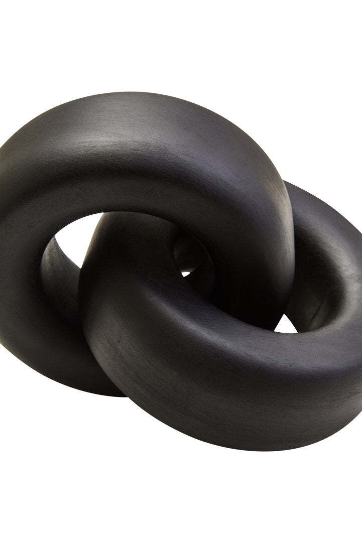 Cato Black Wood Large Knot Decor - Macro