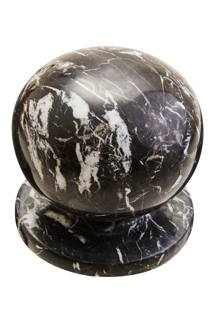Zoro Black and White Veined Marble Ball Sculpture - Additional