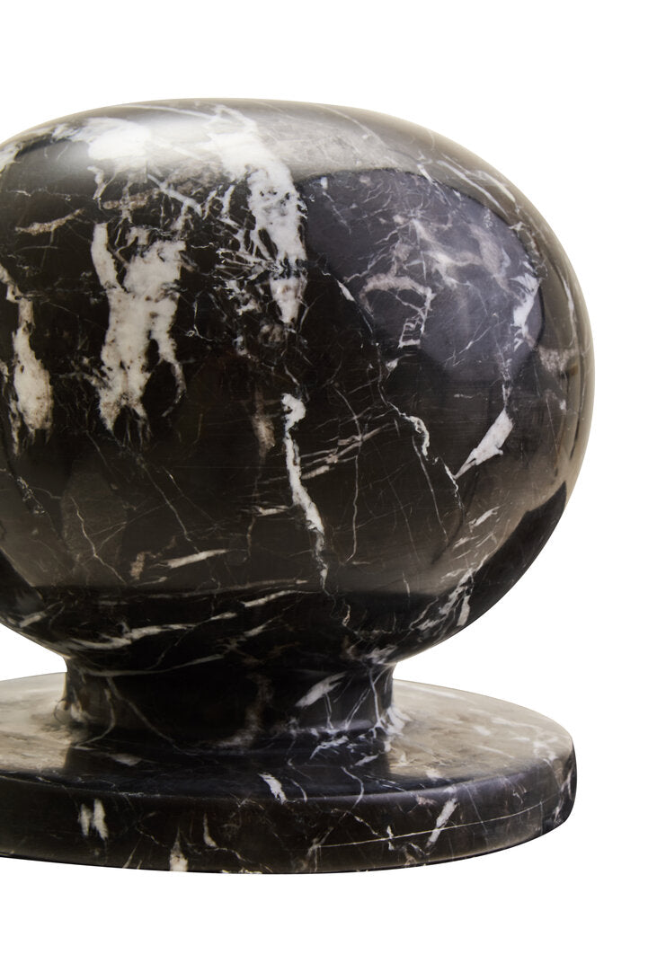 Zoro Black and White Veined Marble Ball Sculpture - Macro