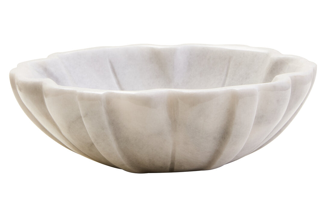 Zoro Small White Marble Lotus Bowl - Main