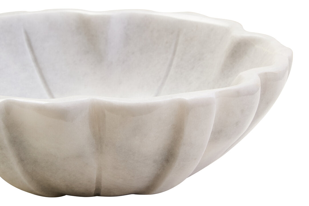 Zoro Small White Marble Lotus Bowl - Macro