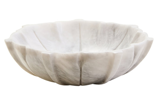 Zoro Medium White Marble Lotus Bowl - Main