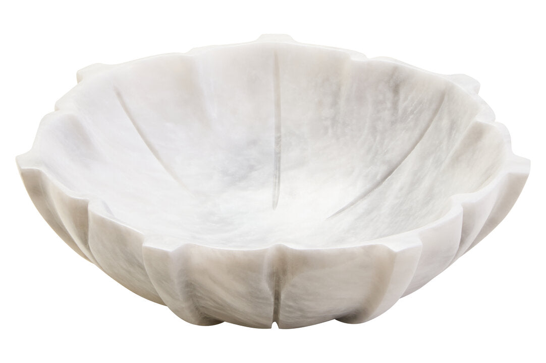 Zoro Medium White Marble Lotus Bowl - Additional