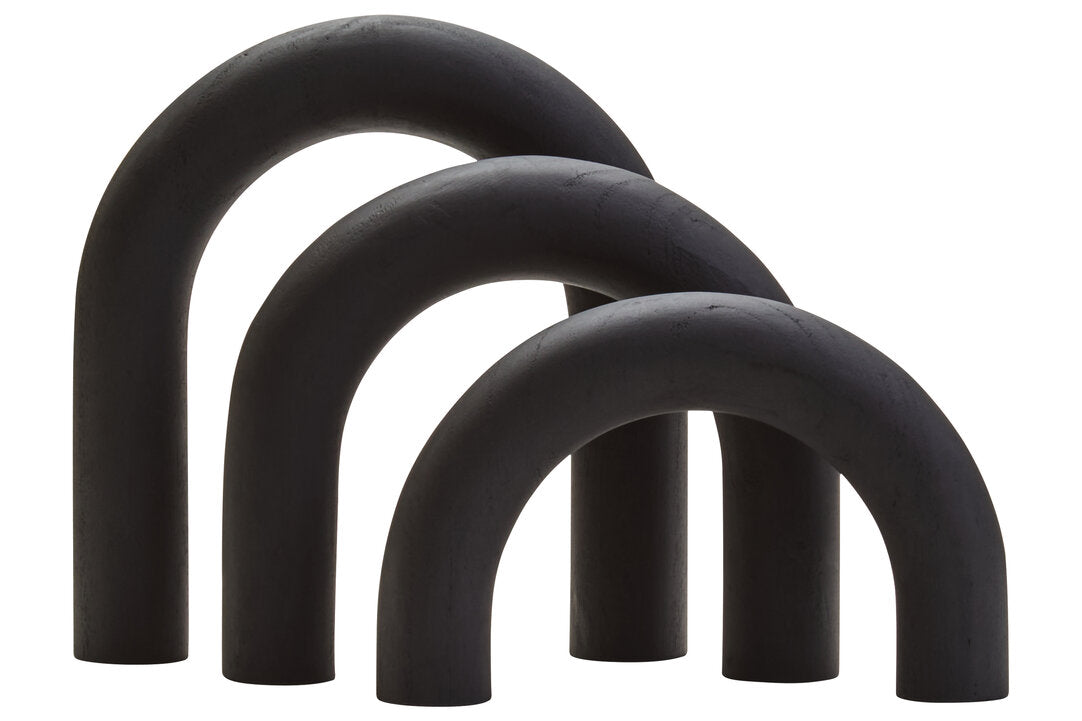 Cato Black Wood Arch Sculpture - Main