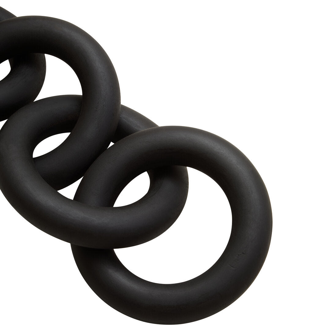 Cato Black Wooden 5 Link Chain Decor - Macro