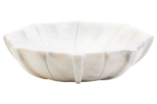 Zoro Large White Marble Lotus Bowl - Main