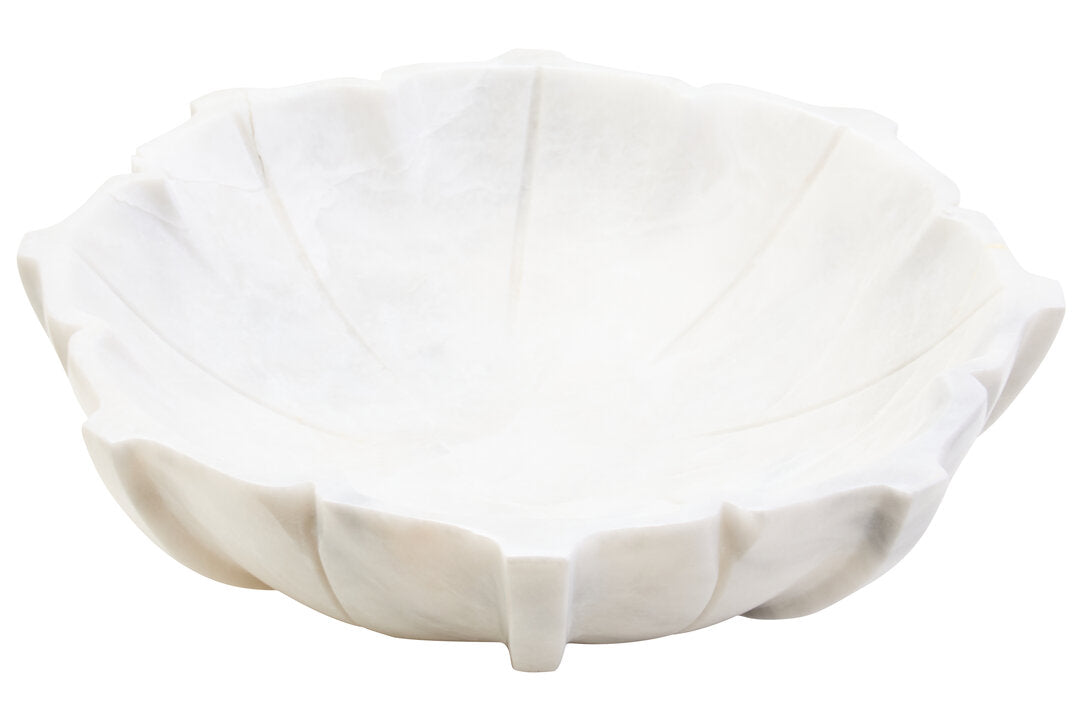 Zoro Large White Marble Lotus Bowl - Additional