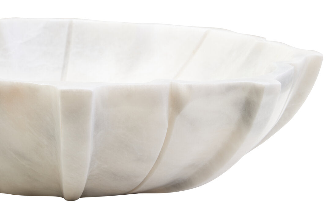 Zoro Large White Marble Lotus Bowl - Macro