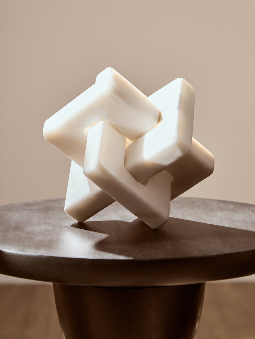 Nason White Marble Knot Sculpture - Lifestyle